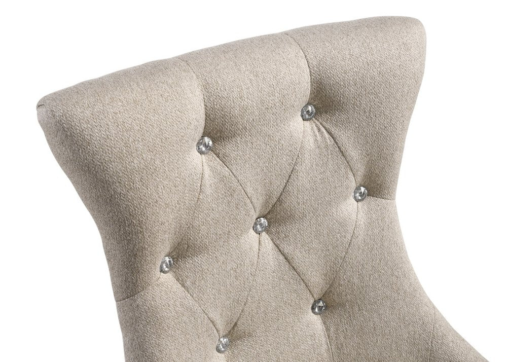 Set of Two Gray Tufted Fabric Dining Side Chairs