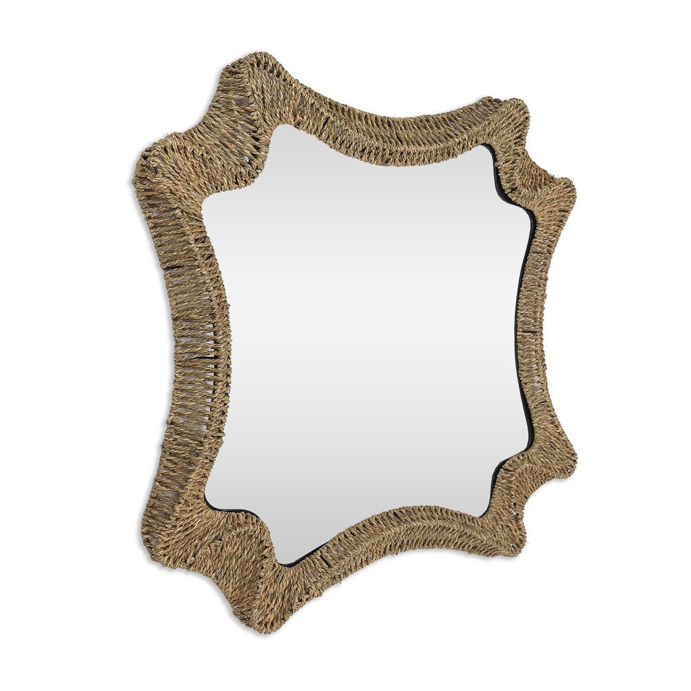 38" Brown Abstract Floating Rope Framed Accent Mirror
