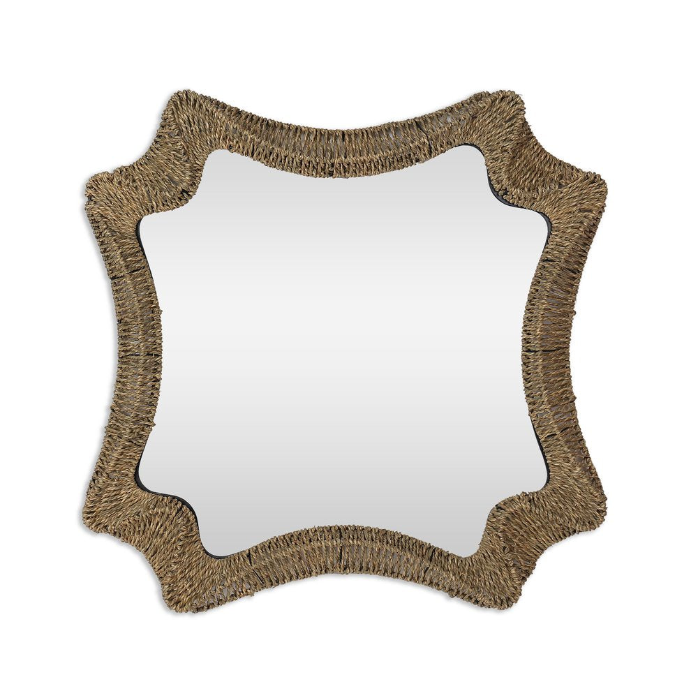 38" Brown Abstract Floating Rope Framed Accent Mirror
