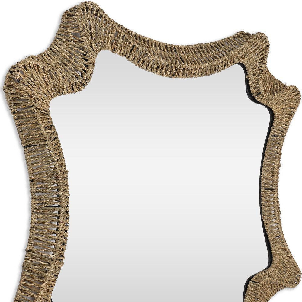 38" Brown Abstract Floating Rope Framed Accent Mirror