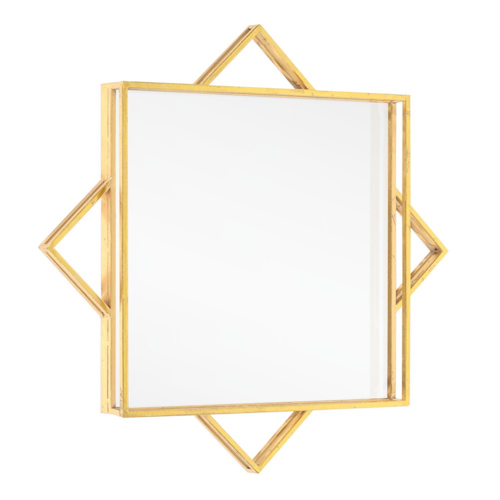 24" Gold Metal Geo Square Accent Mirror