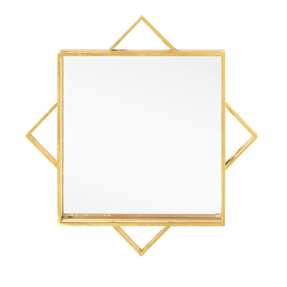 24" Gold Metal Geo Square Accent Mirror