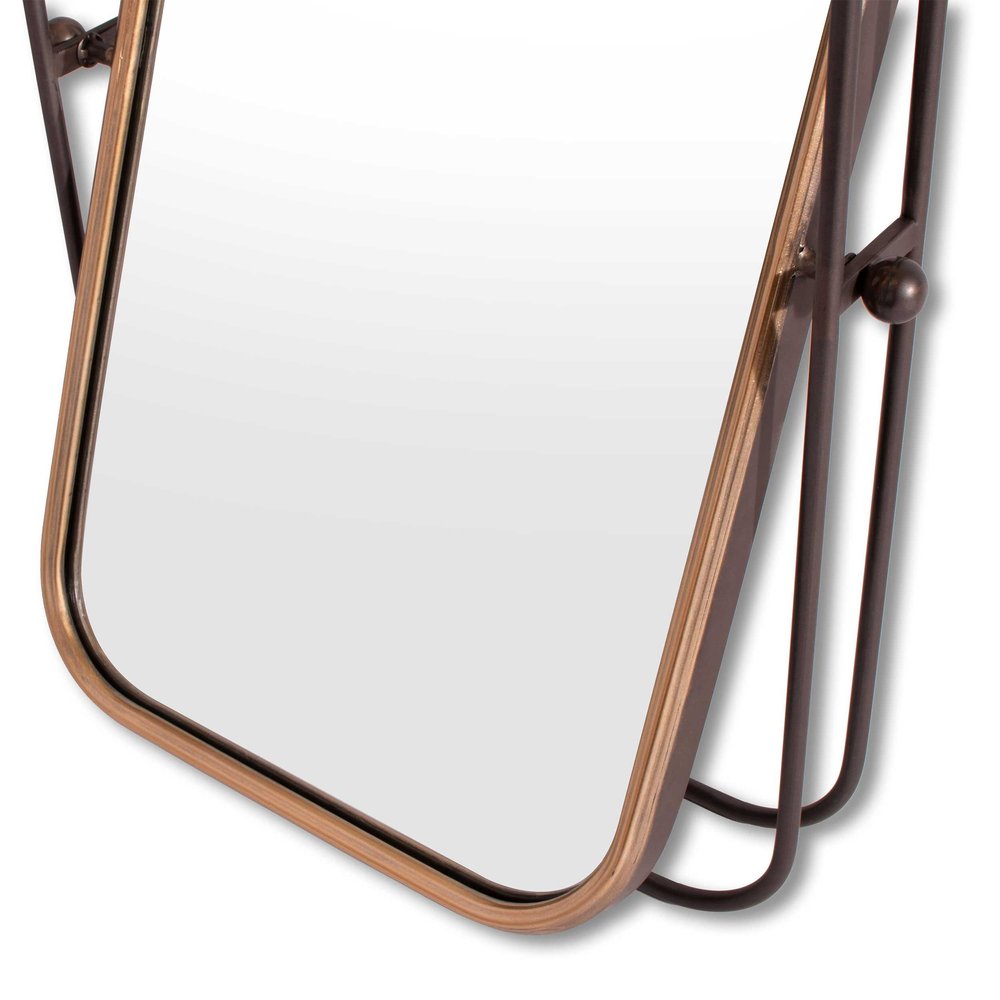 28" Black And Gold Metal Tilting Accent Mirror