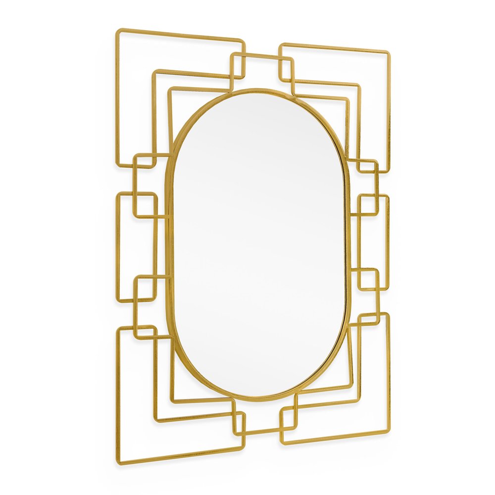 36" Gold Metal Geometric Oval Accent Mirror