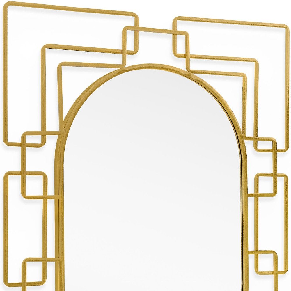 36" Gold Metal Geometric Oval Accent Mirror