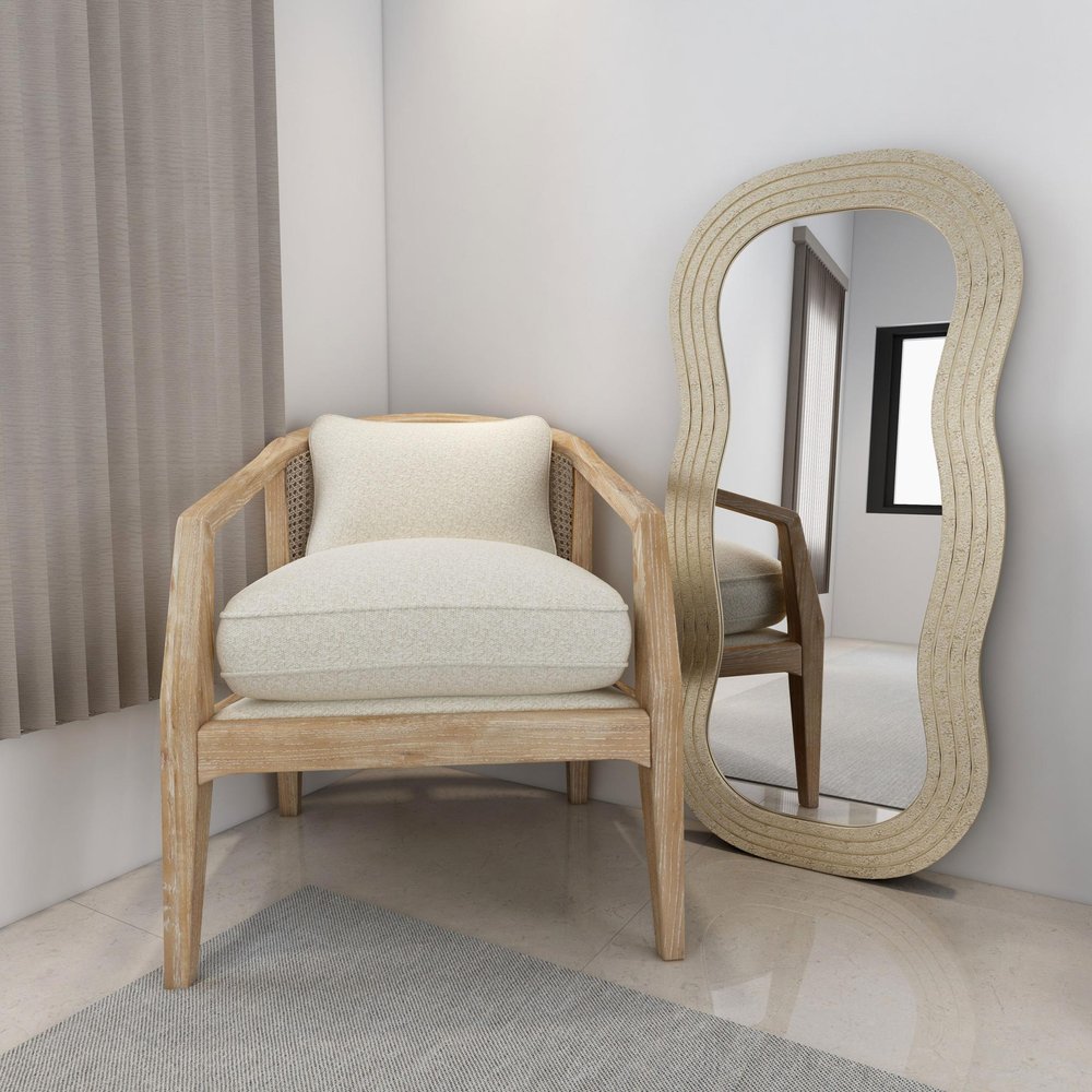 48" Gold Wood Abstract Accent Mirror