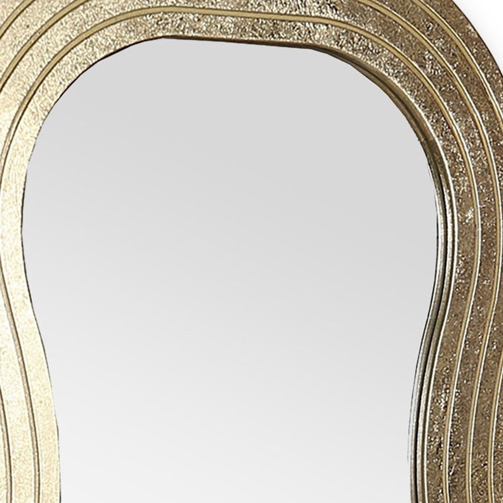 48" Gold Wood Abstract Accent Mirror
