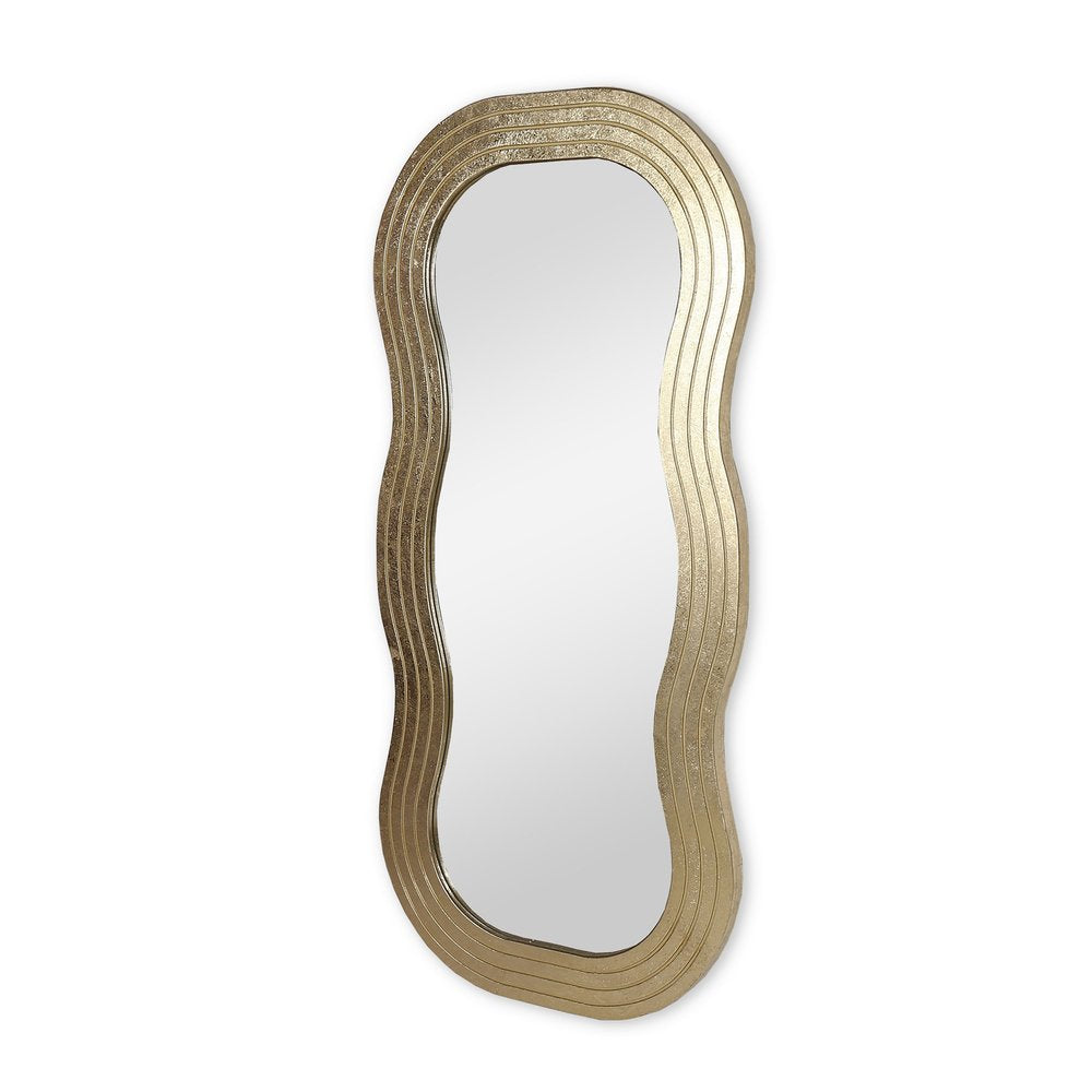 48" Gold Wood Abstract Accent Mirror