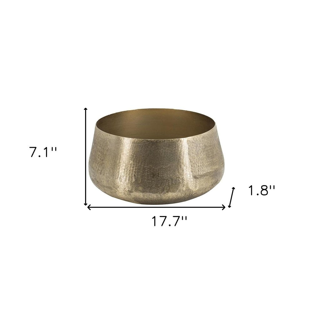 Set of Two Gold Aluminum Round Table Vases