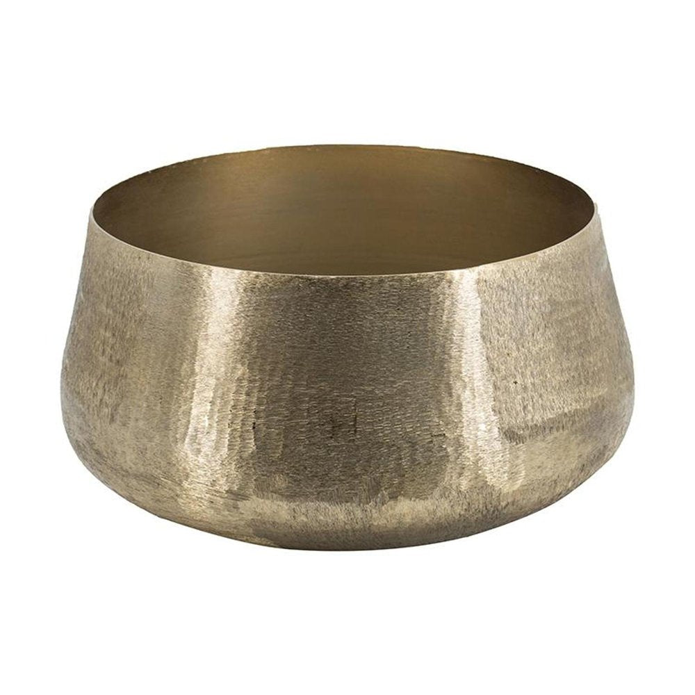 Set of Two Gold Aluminum Round Table Vases