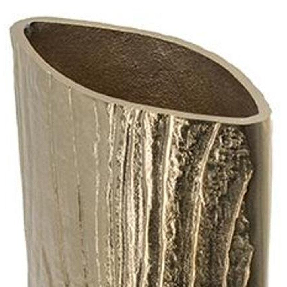 15" Gold Oval Aluminum Table Vase