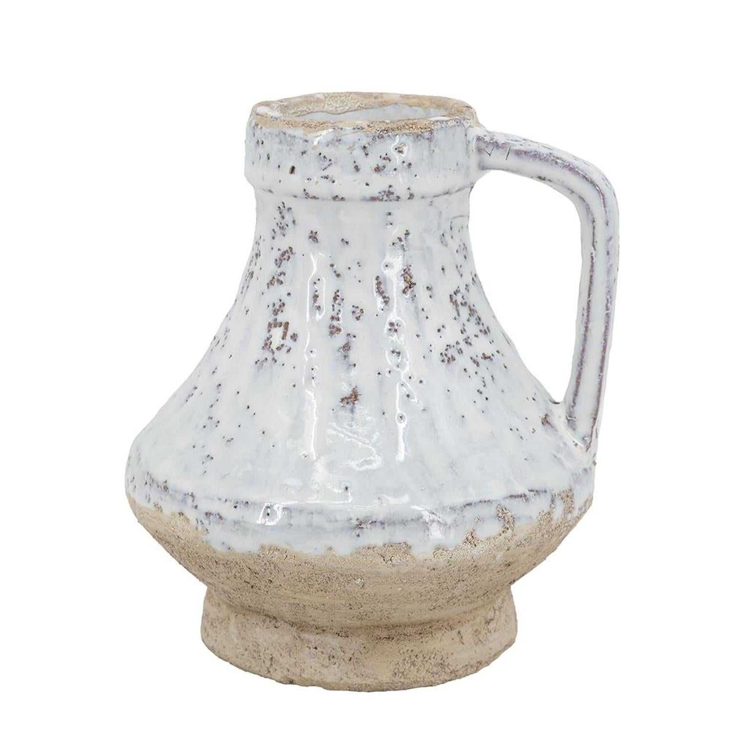 6" Sand And White Terracotta Round Jug Vase