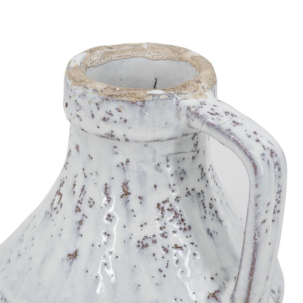 6" Sand And White Terracotta Round Jug Vase