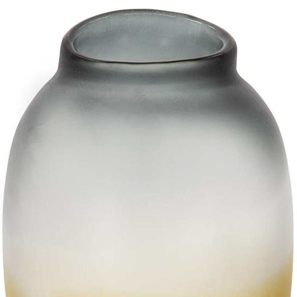 10" Charcoal And Orange Ombre Round Glass Table Vase