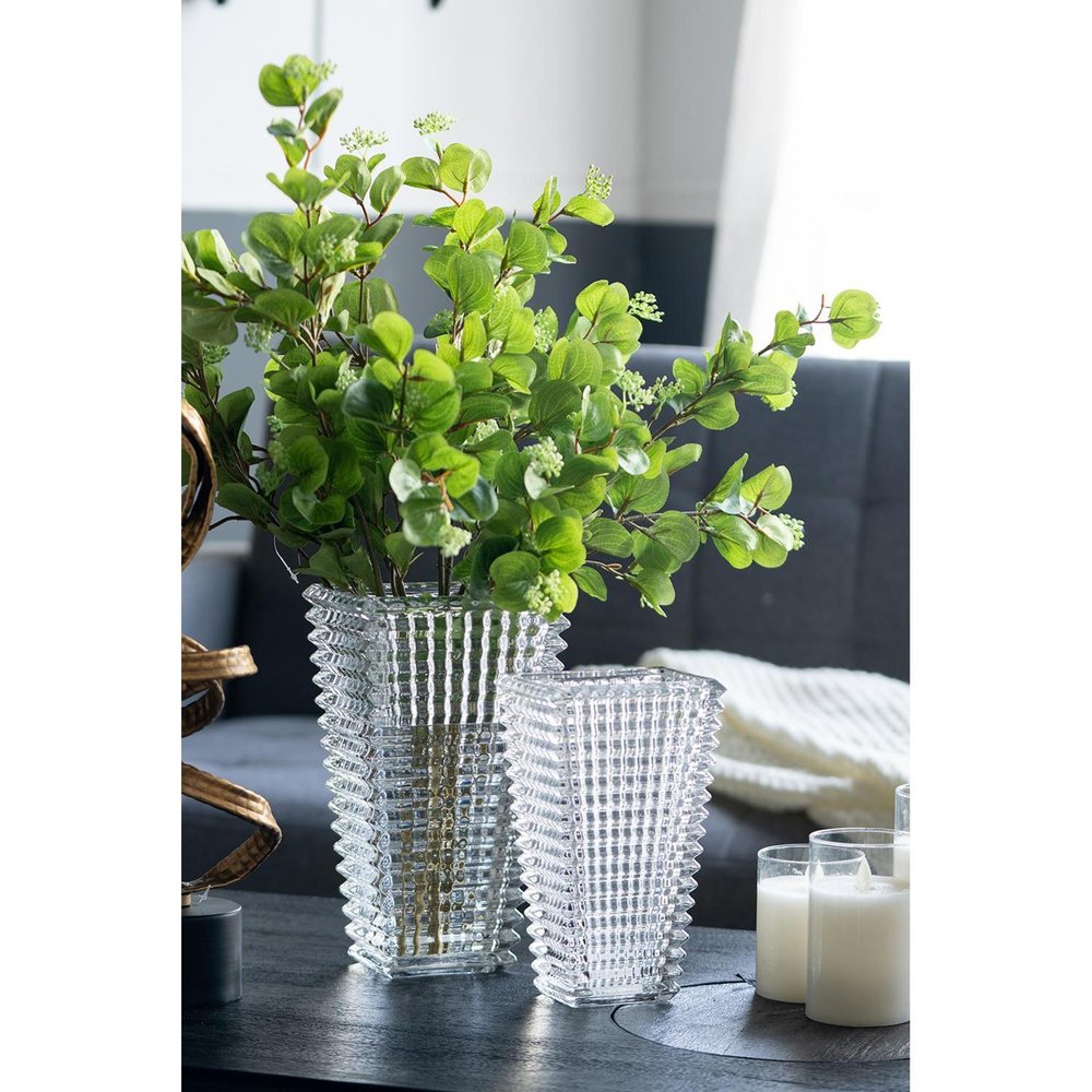 11" Clear Geometric Glass Table Vase