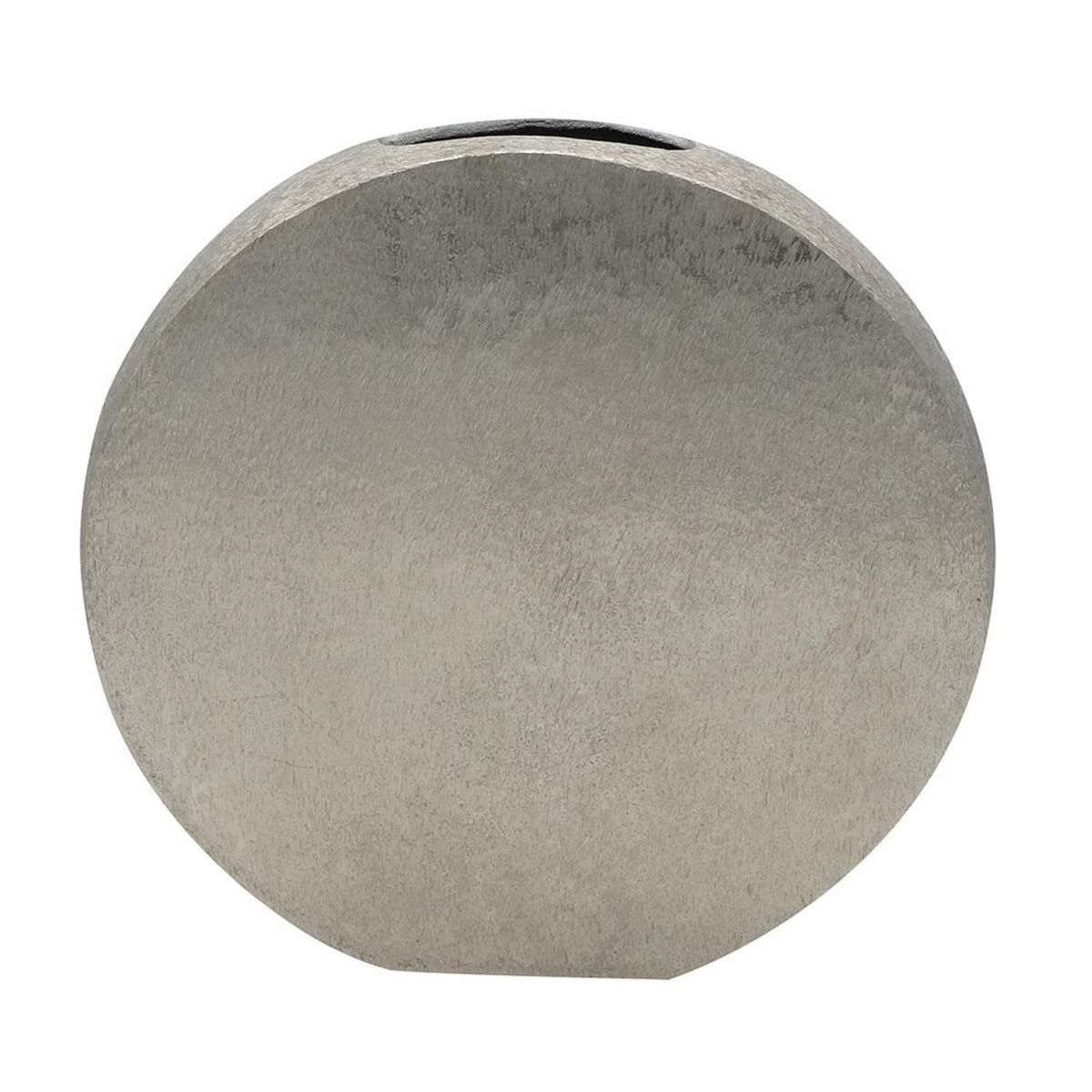 15" Silver Aluminum Round Disc Table Vase