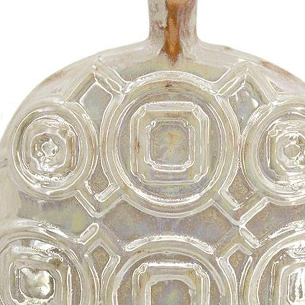 16" Cream Geometric Ceramic Bud Table Vase