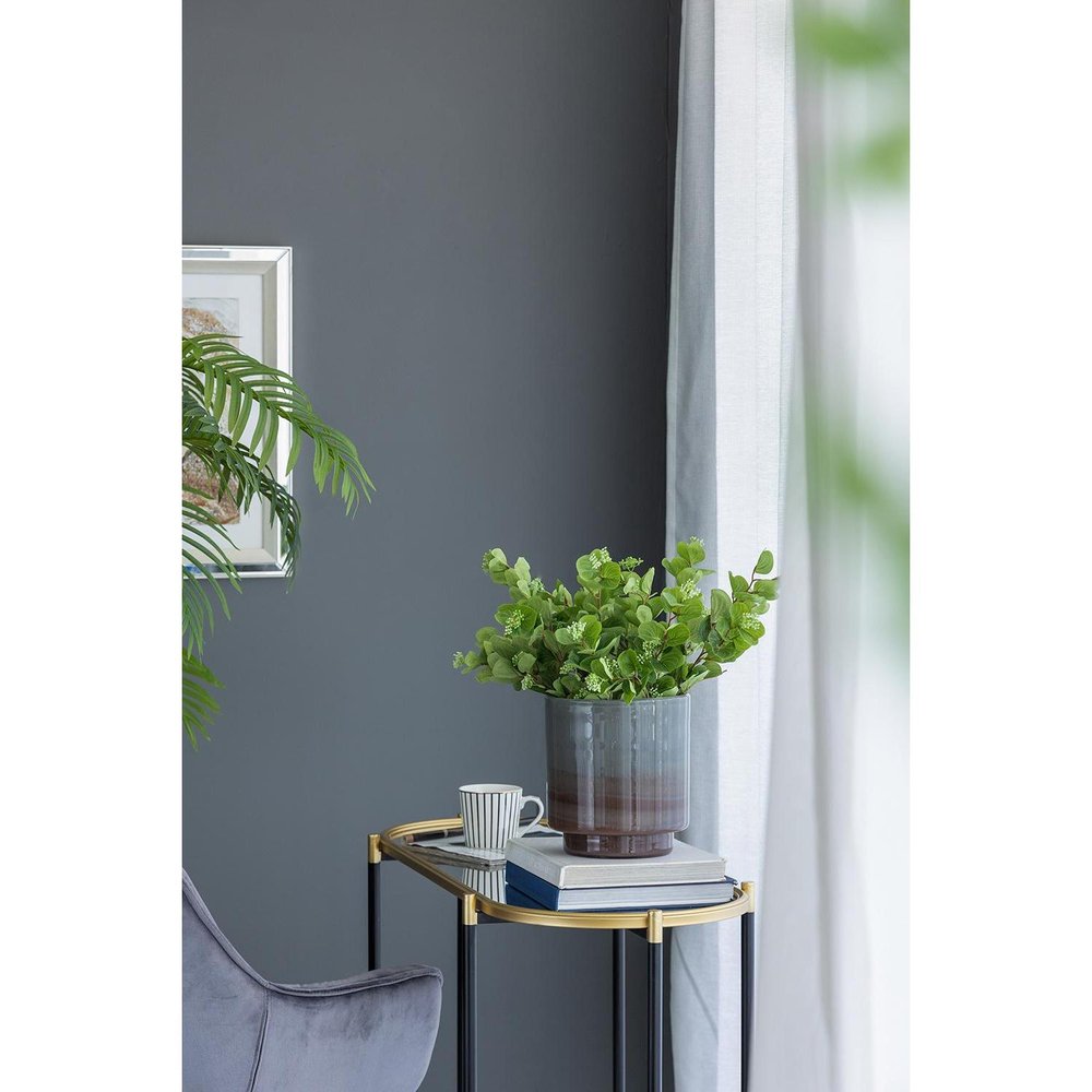 9" Gray And Brown Ombre Glass Round Table Vase