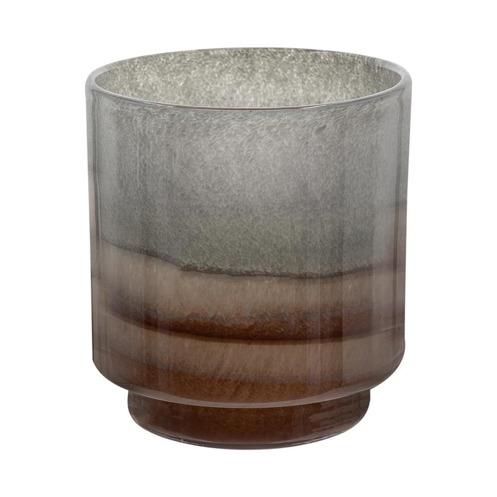 9" Gray And Brown Ombre Glass Round Table Vase
