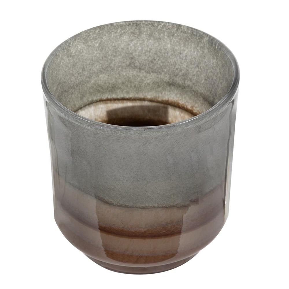 9" Gray And Brown Ombre Glass Round Table Vase