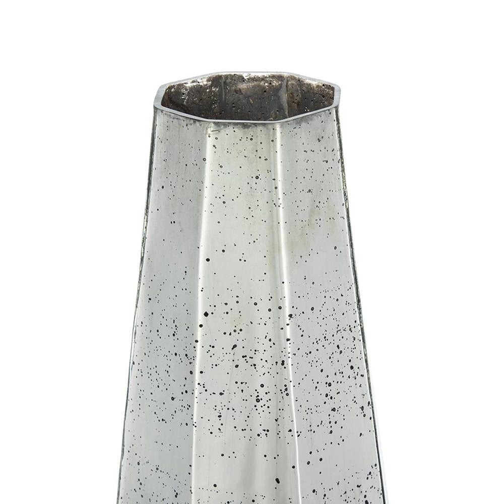 20" Antiqued Silver Glass Cylinder Table Vase
