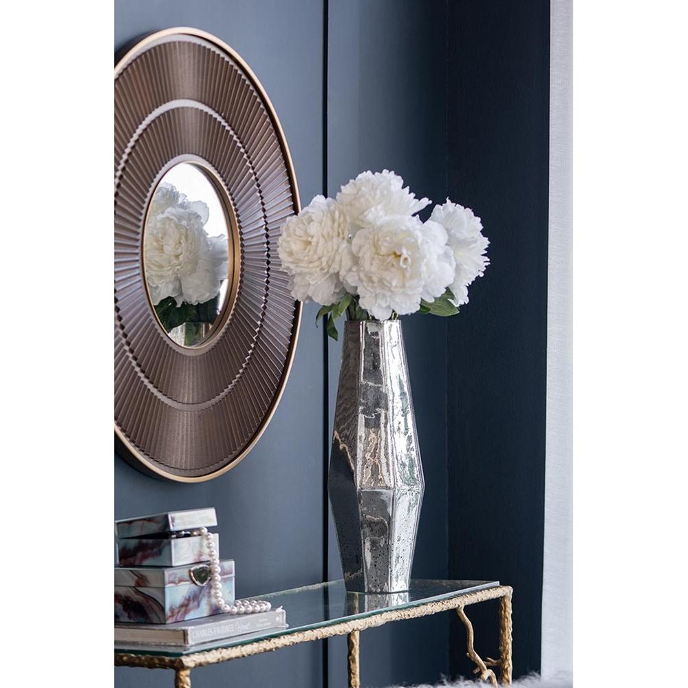 20" Antiqued Silver Glass Cylinder Table Vase