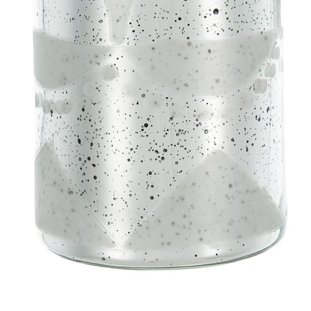 30" Antiqued Silver Floral Glass Bottle Table Vase