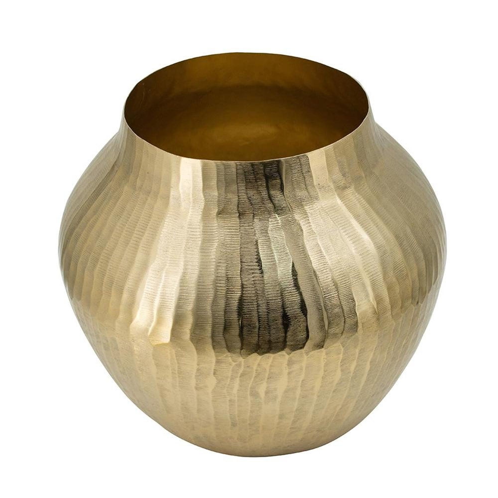 9" Gold Hammered Aluminum Round Table Vase