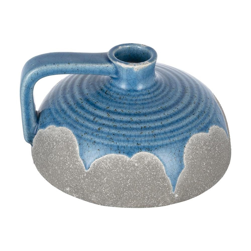 4" Blue And Gray Ceramic Bud Jug Vase