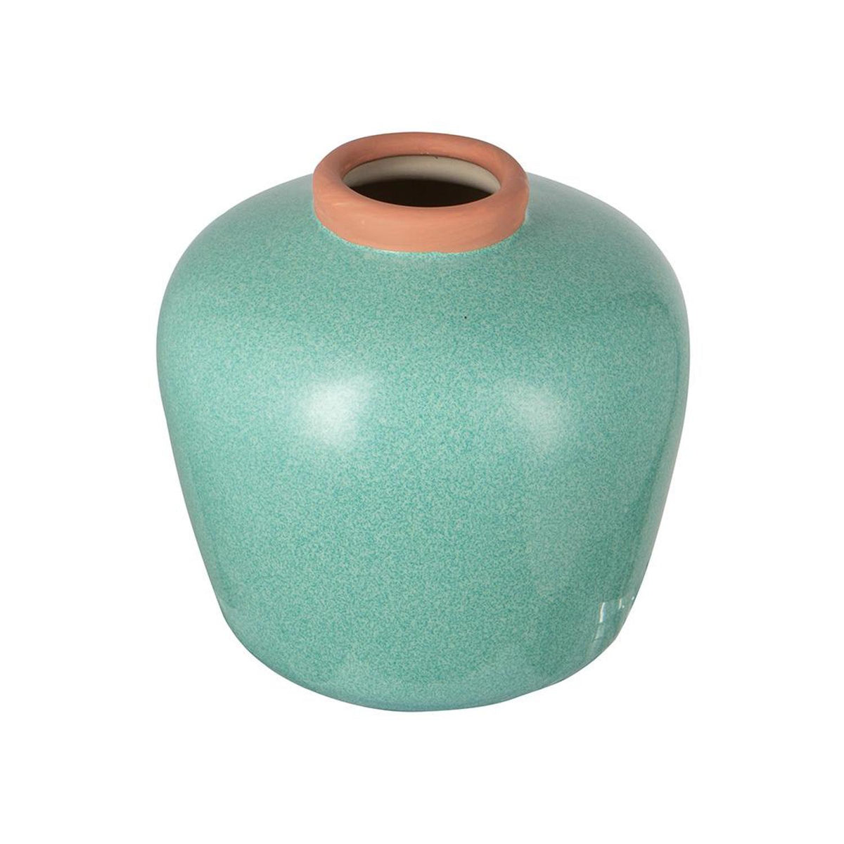 8" Blue And Brown Mottled Ceramic Round Table Vase