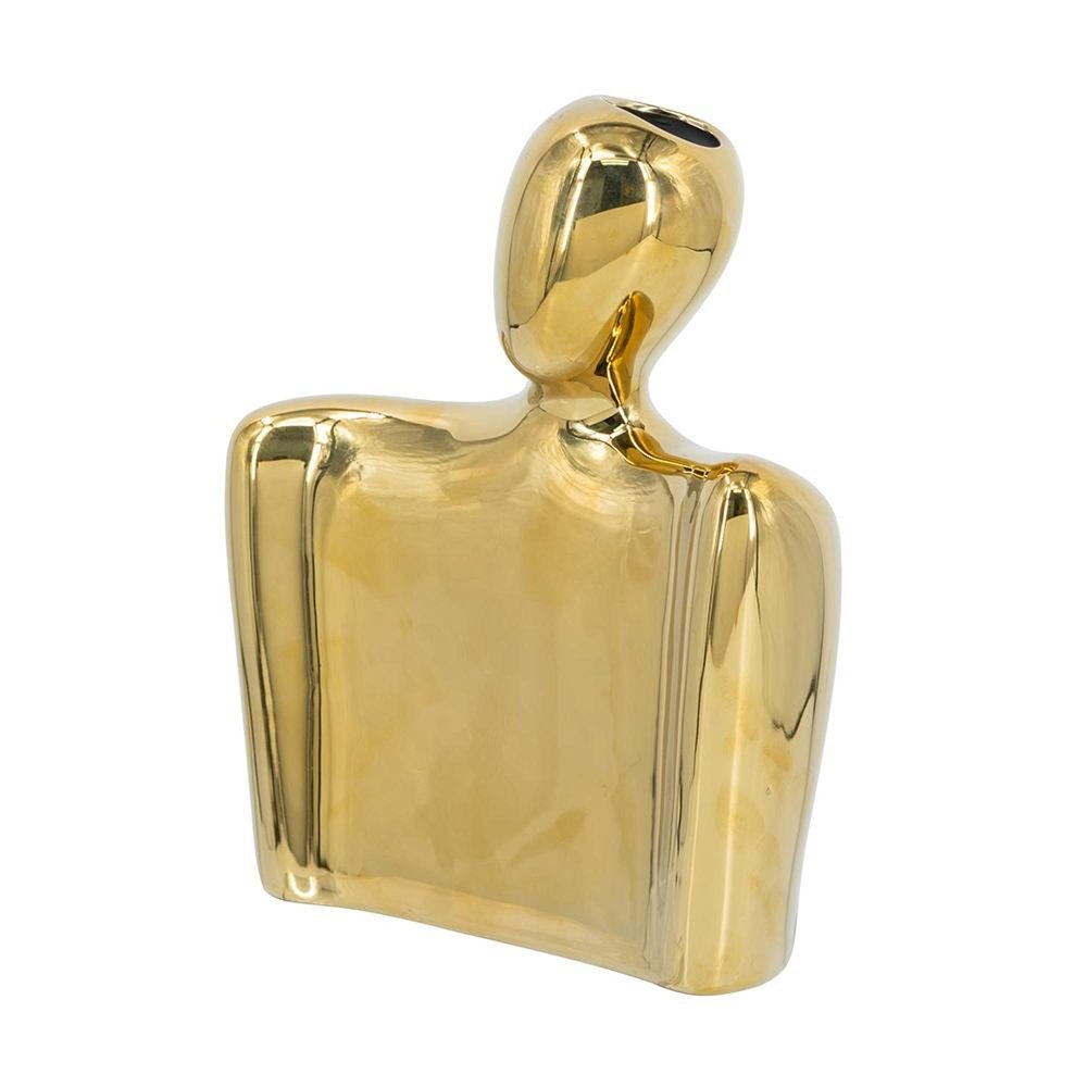 10" Gold Ceramic Modern Abstract Table Vase