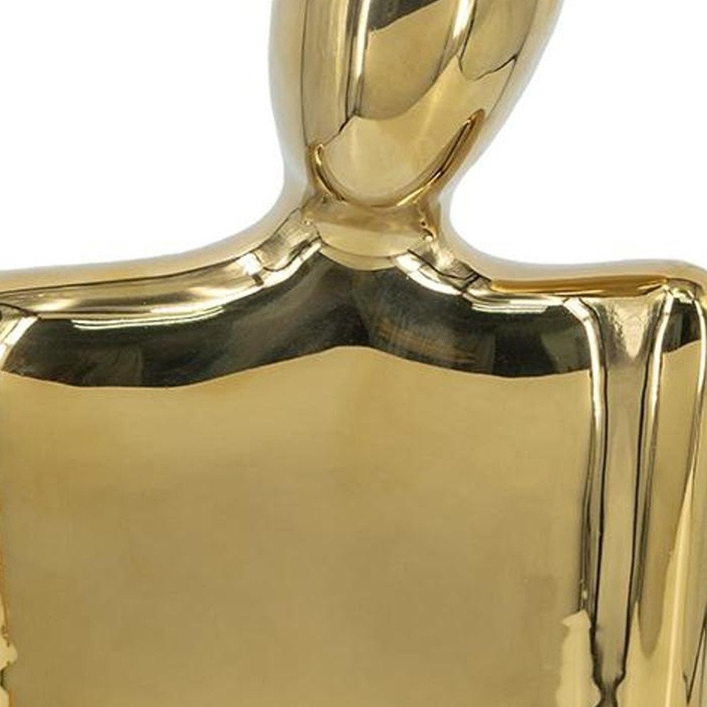 10" Gold Ceramic Modern Abstract Table Vase