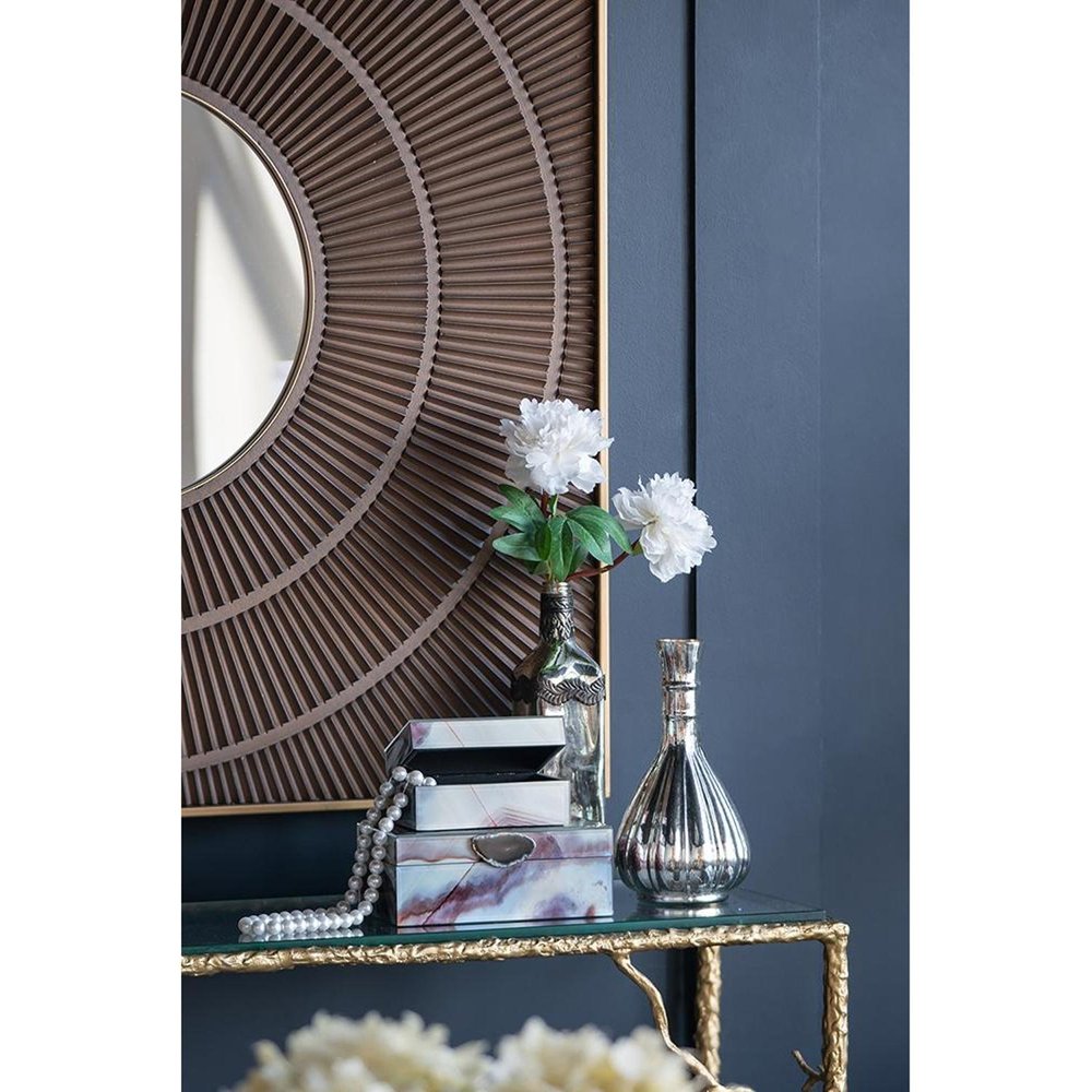 10" Antiqued Silver Glass Round Table Vase