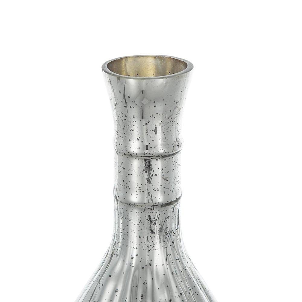 10" Antiqued Silver Glass Round Table Vase