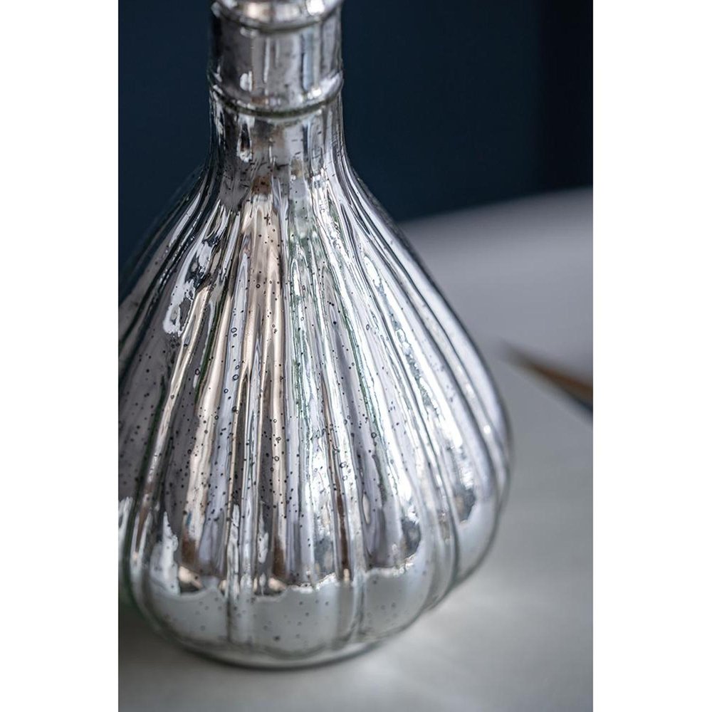 10" Antiqued Silver Glass Round Table Vase