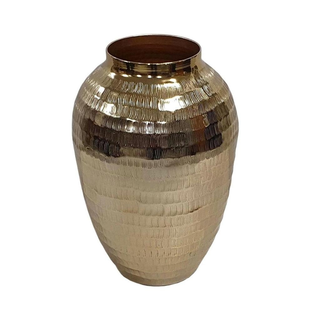 13" Gold Hammered Aluminum Urn Table Vase