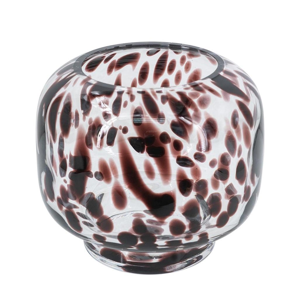 6" Amber And Clear Abstract Glass Round Table Vase