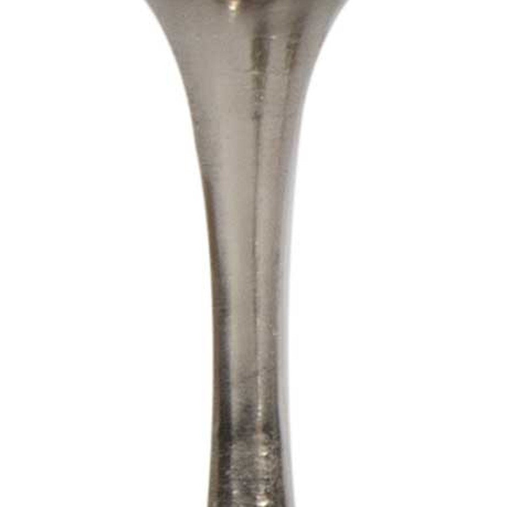 18" Silver Distressed Geometric Metal Tabletop Candle Holder
