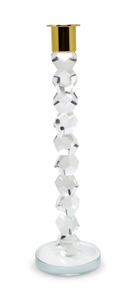 11" Gold Abstract Crystal Tabletop Wedding Taper Candlestick