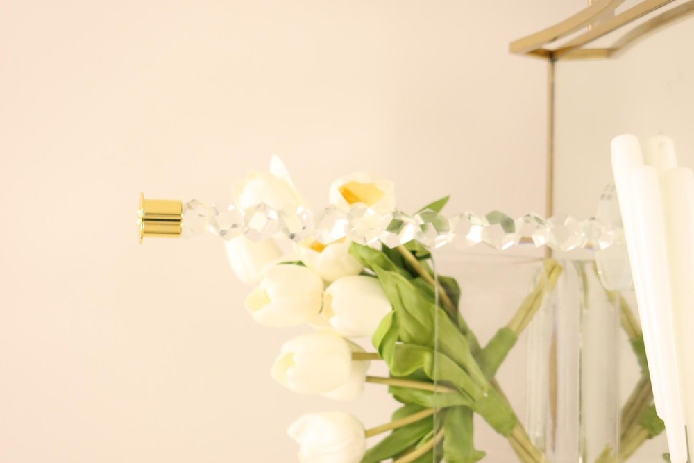 11" Gold Abstract Crystal Tabletop Wedding Taper Candlestick