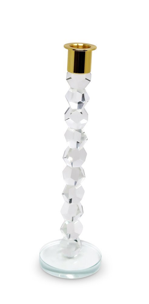 11" Gold Abstract Crystal Tabletop Wedding Taper Candlestick