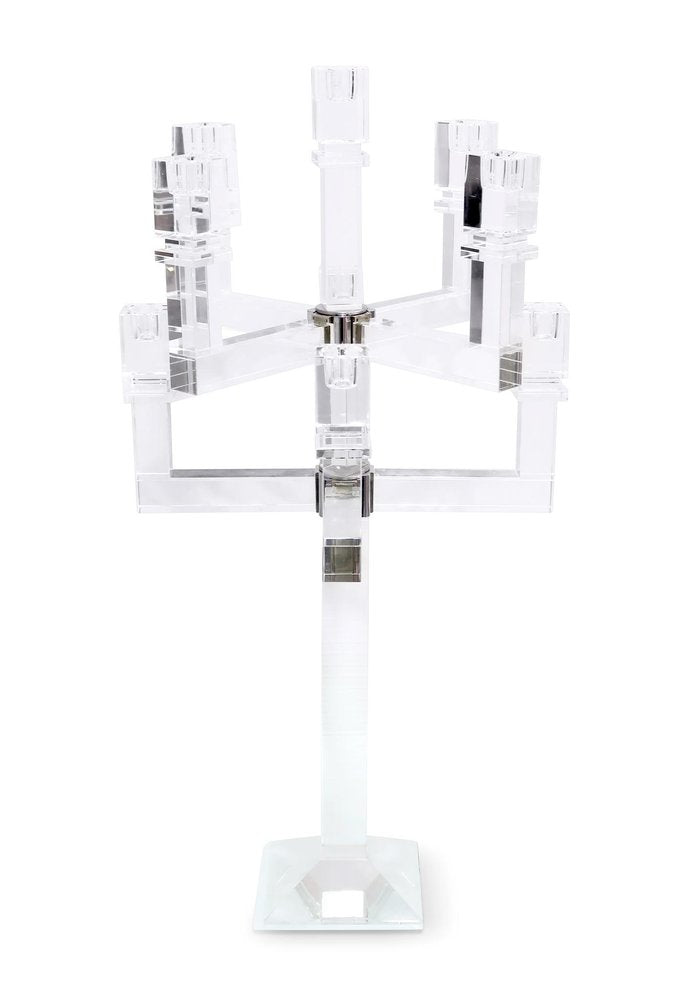 25" Clear Faceted Crystal Tabletop Candelabra Candle Holder