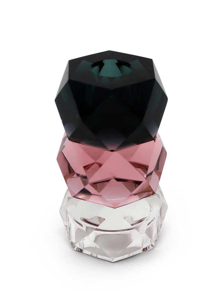 5" Black Abstract Crystal Tabletop Wedding Taper Candlestick