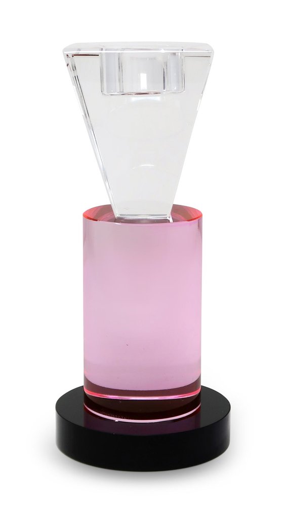 7" Pink Abstract Crystal Tabletop Wedding Taper Candlestick