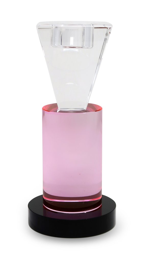 7" Pink Abstract Crystal Tabletop Wedding Taper Candlestick