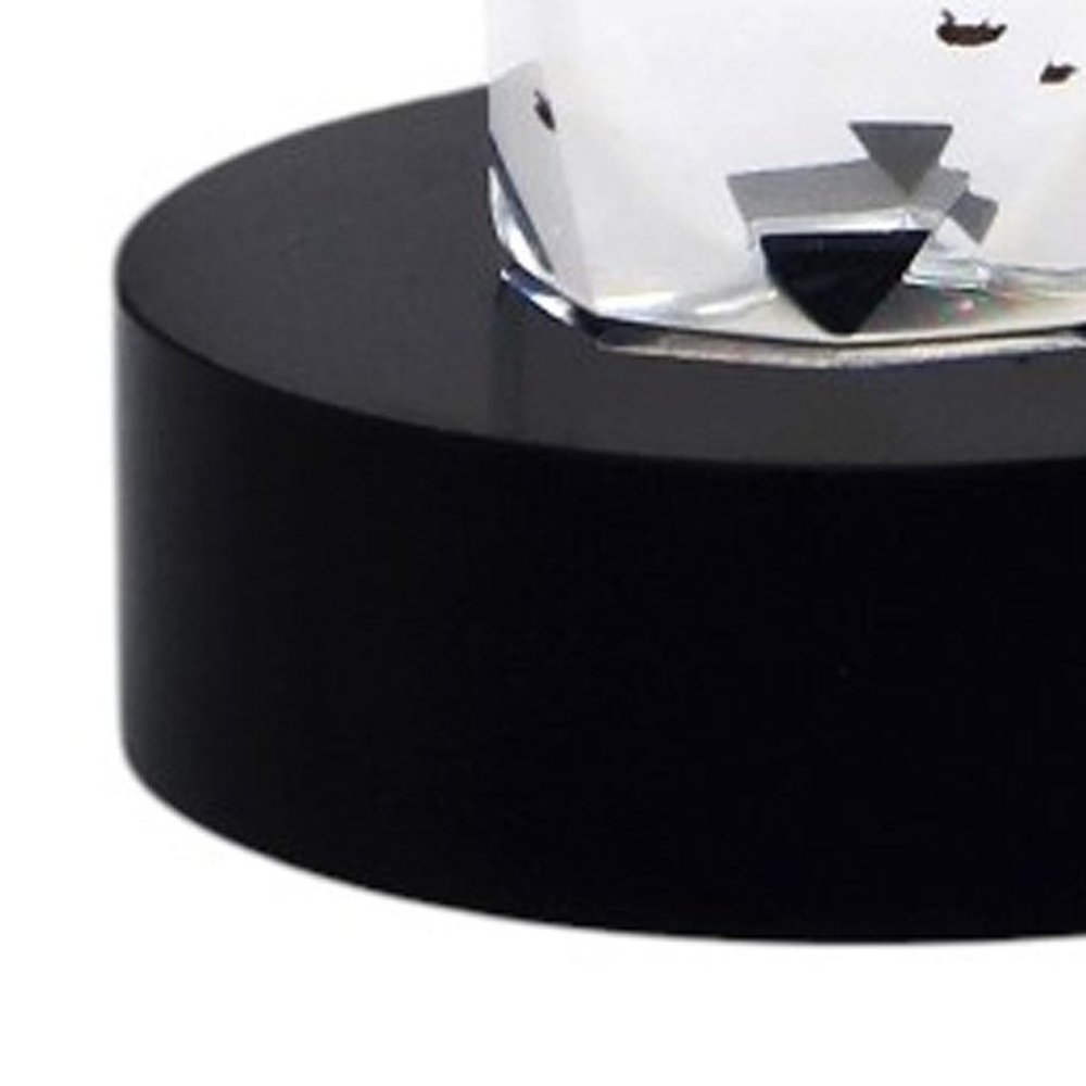 10" Silver Clear And Black Faceted Crystal Tabletop Taper Candlestick