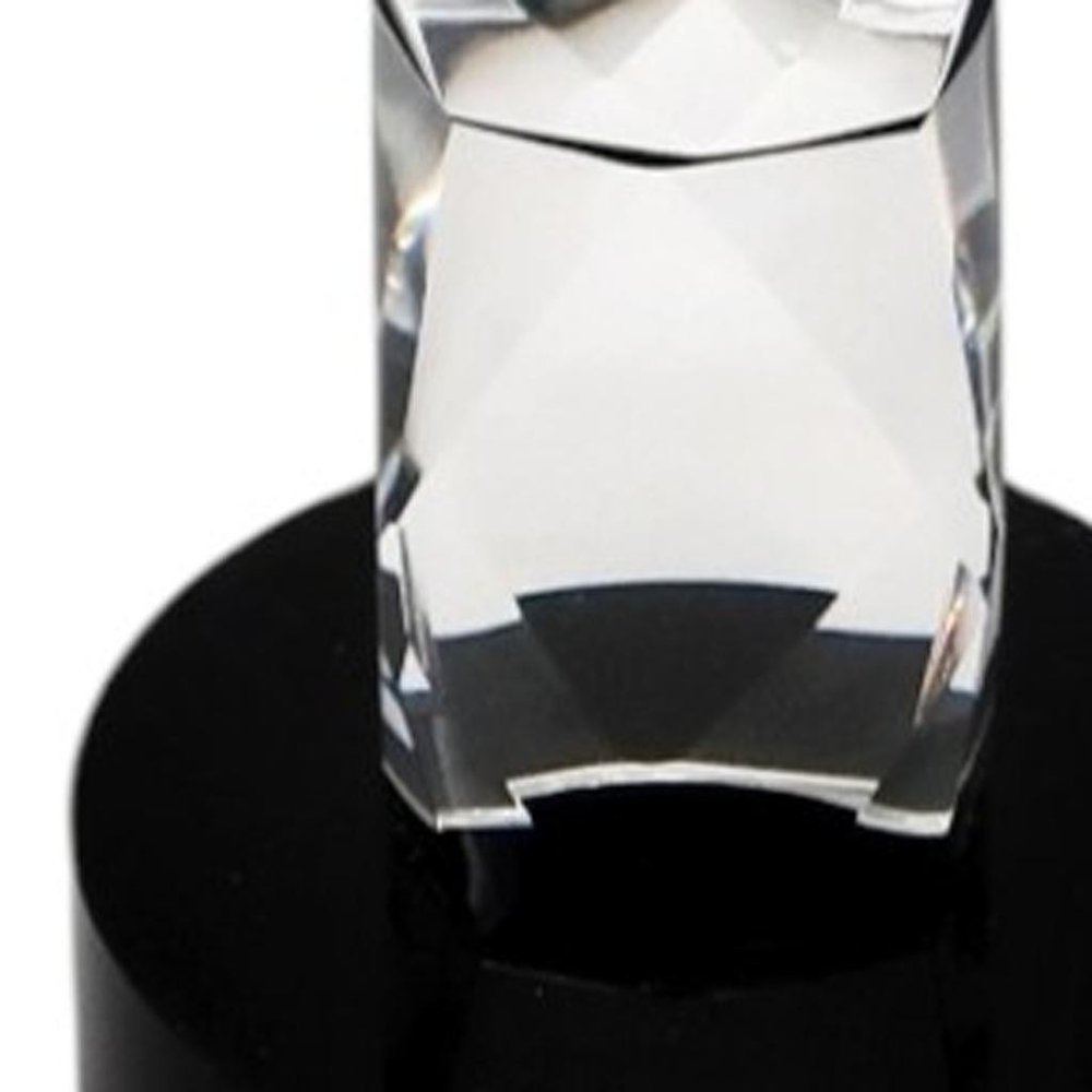11" Silver Clear And Black Crystal Tabletop Taper Candlestick