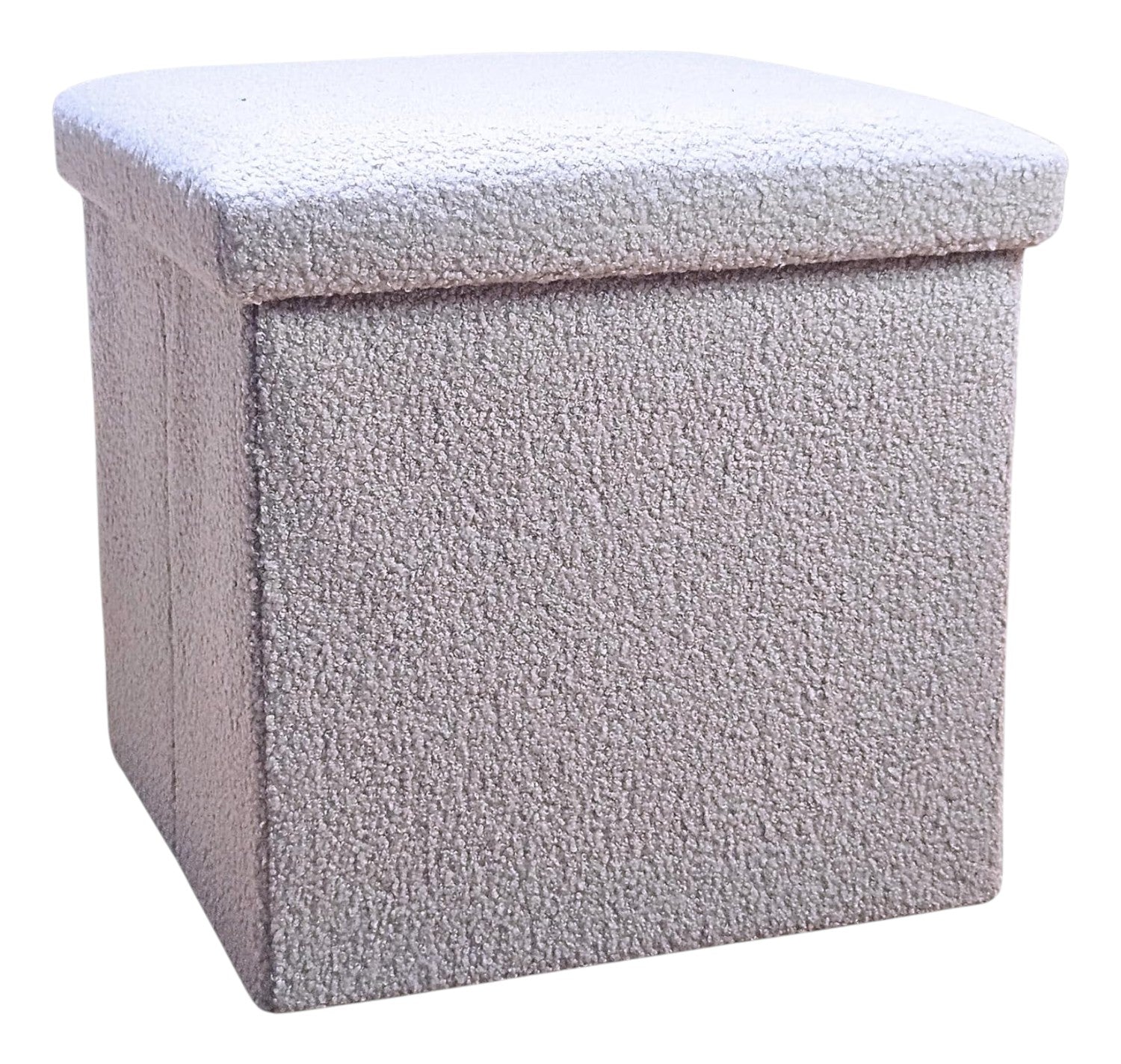 15" Gray Boucle Cube Ottoman With Storage