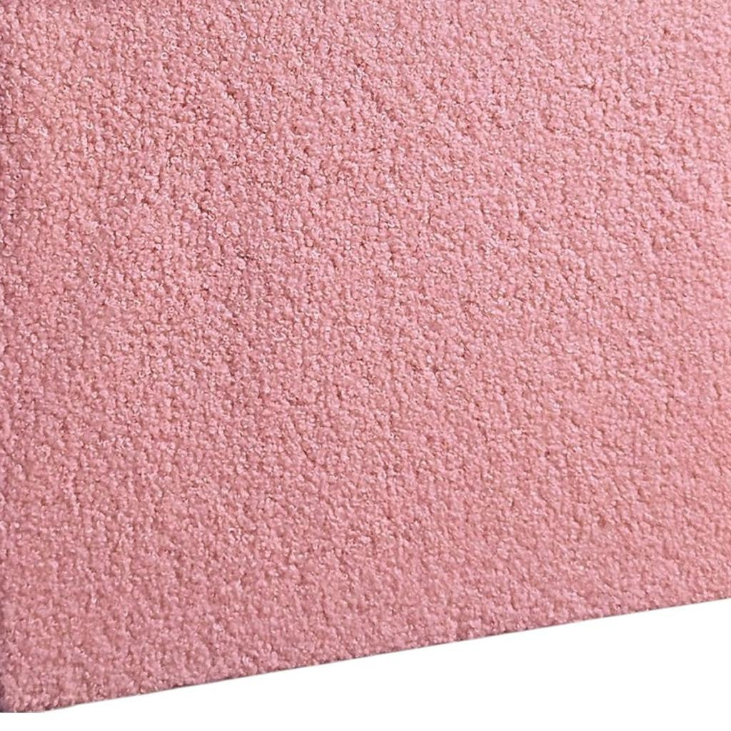 15" Pink Boucle Cube Ottoman With Storage