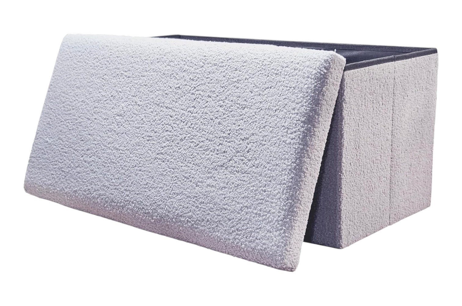 30" Gray Boucle Ottoman With Storage